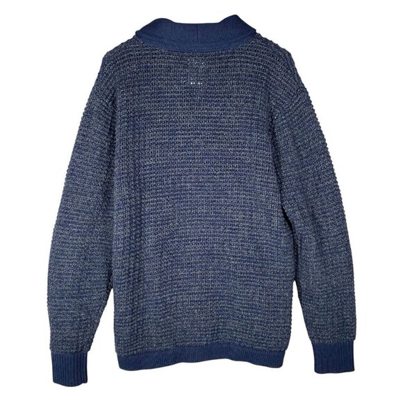 Levi's Sweater Men's XL Shawl Cardigan V Neck Button Up Blue Wool Blend Jumper - Picture 2 of 9